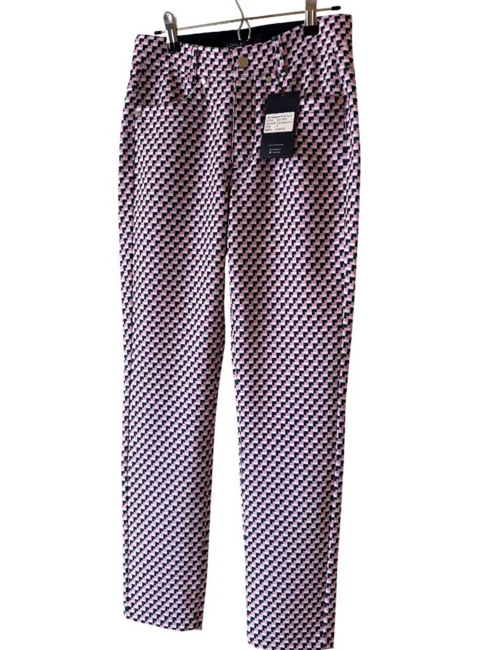 Lohla Sport Womens "The Madison Print" Knit Slim Ankle Golf Pant Size 2 Pink New